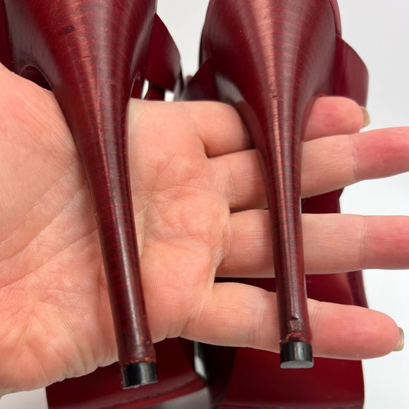 Saint Laurent Tribute Burgundy Red Sandals 38 - Picture 7 of 9